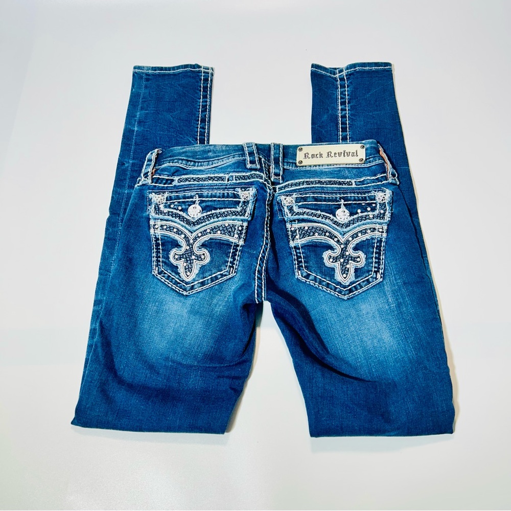 Rock Revival jeans Gemini Skinny jeans embellished pockets women size 26